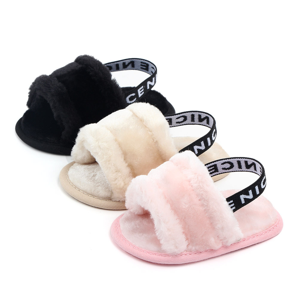 Hairy sandals, baby toddler shoes, soft bottom, breathable, cute low tube