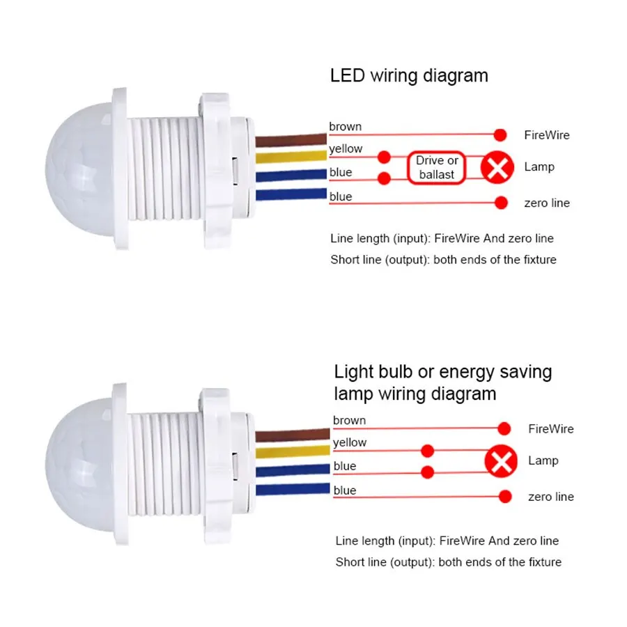 1pc AC 220V 110V LED PIR Infrared Detector IR Infrared Motion Sensor Switch Adjustable Time Delay Switch