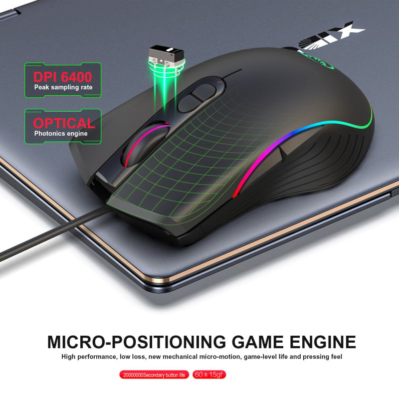A867RGB luminescent game mouse, esports wired mouse, four adjustable 6400dpi macro programming stock