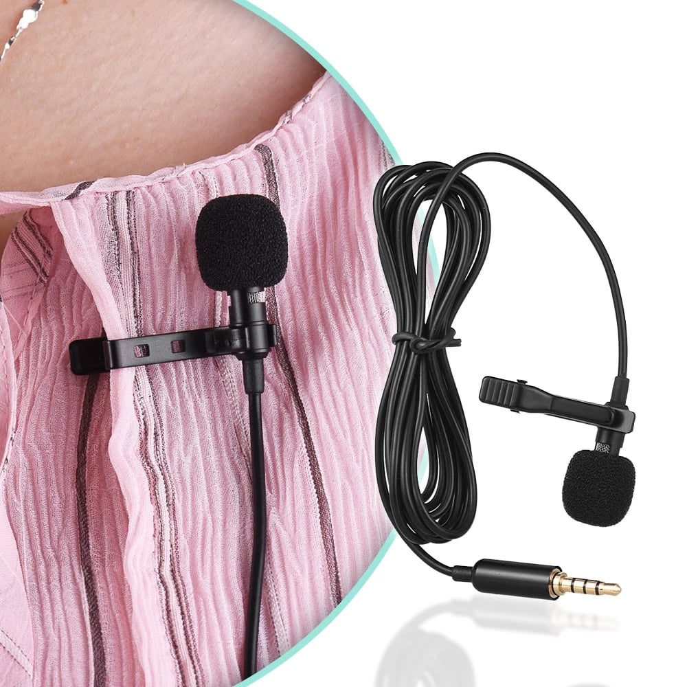 Andoer 1.45m Mini Portable Microphone Condenser Clip-on Lapel Lavalier Mic Wired Mikrofo/Microfon for Phone for Laptop