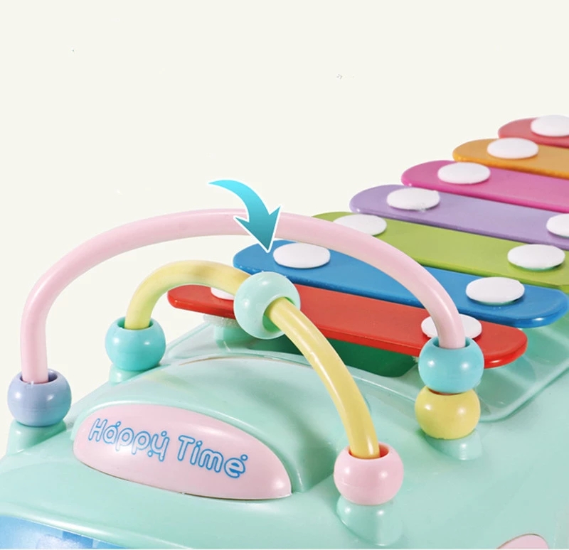 8PCS/Set Early Educational Car Toys Multifunction Baby Learning Music 5 in 1 Bus Plastic Blocks Round Beads Kids Birthday Gift