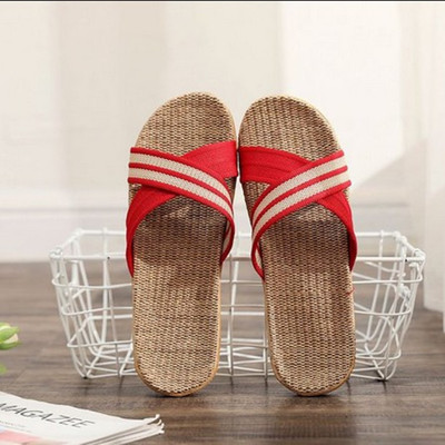 new couple men and women linen slippers spring and summer indoor breathable women's cool sandals