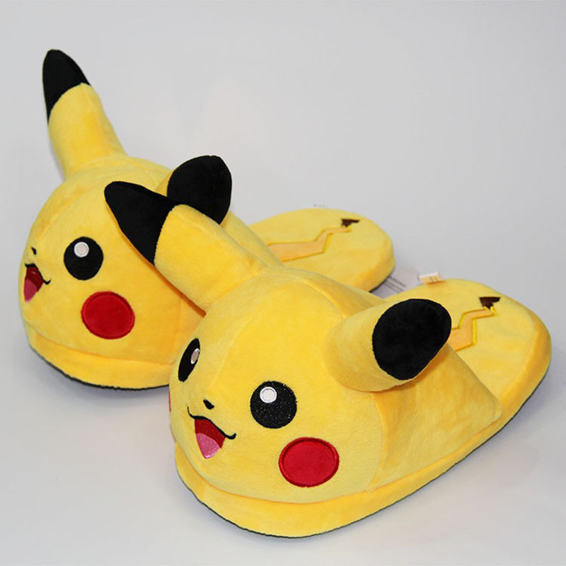 Unisex Anime Cartoon Pikachu Snorlax Eevee Gengar Dolls Slipper Home Cute Warm Slippers Shoes Indoor Bedroom Slides Warm Plush
