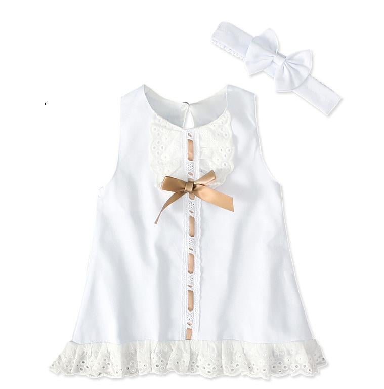 baby summer girls sleeveless bowknot skirt two-piece kids dress