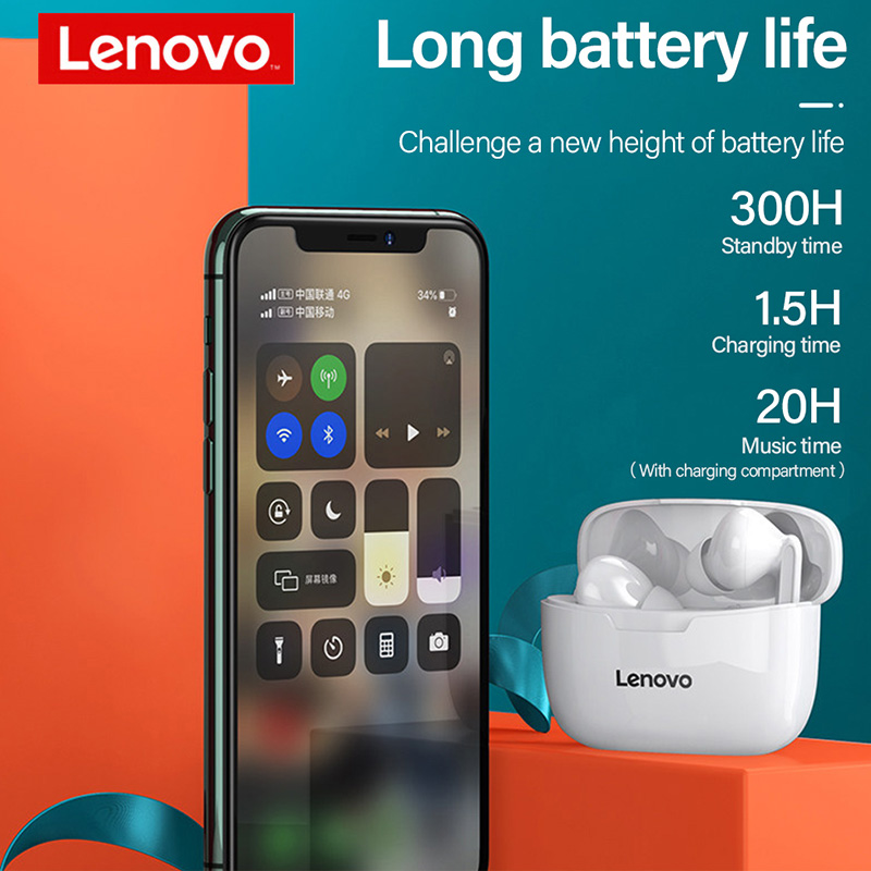 Lenovo Wireless Earphone XT90 TWS Bluetooth 5.0 Sports Headphone Touch Button IPX5 Waterproof Earplugs with 300mAh Charging Box