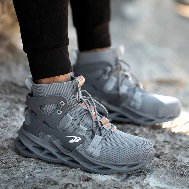 2024 Male Work Boots Indestructible Safety Shoes Men Steel Toe Shoes Puncture-Proof Work Sneakers Male Shoes Adult Work Shoes