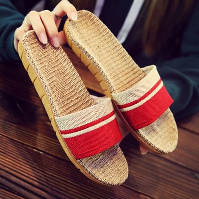 Linen slippers home men and women indoor slippers non-slip summer sandals slippers men and women SUN1XZ99