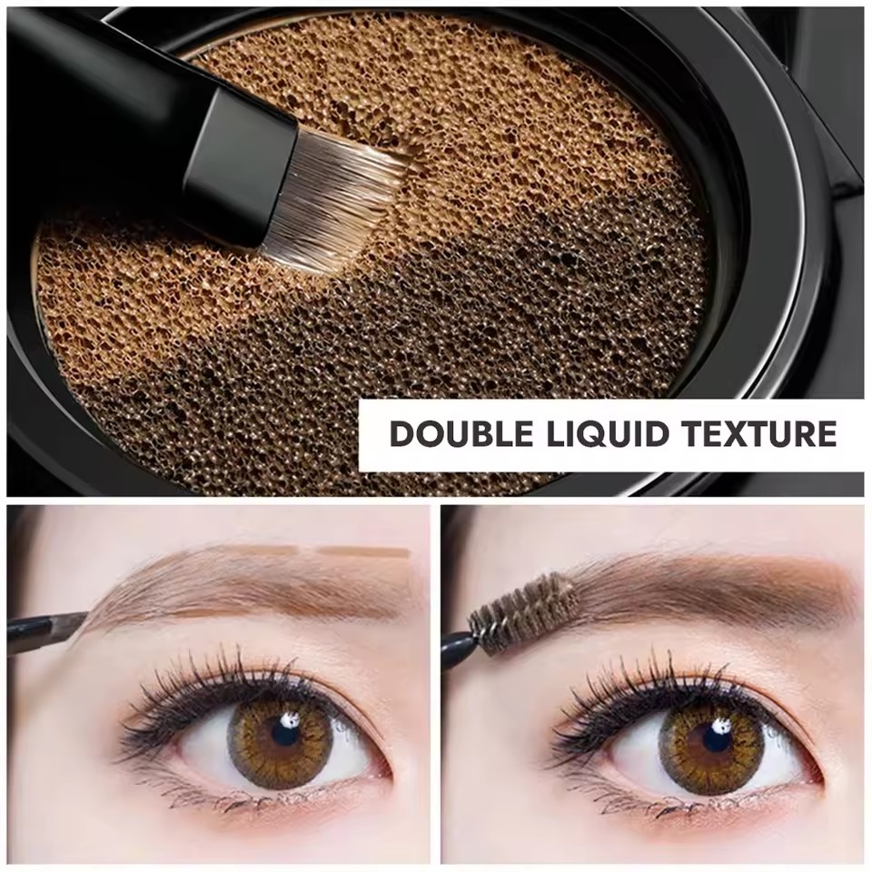 1PC Two-color Air Cushion Eyebrow Powder Color Waterproof and Sweat-proof Long-lasting Eye Brow Cream