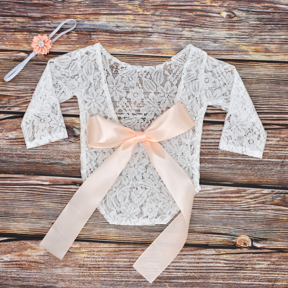 Two-piece photography headband for newborn photography clothes bow-knot lace clothes