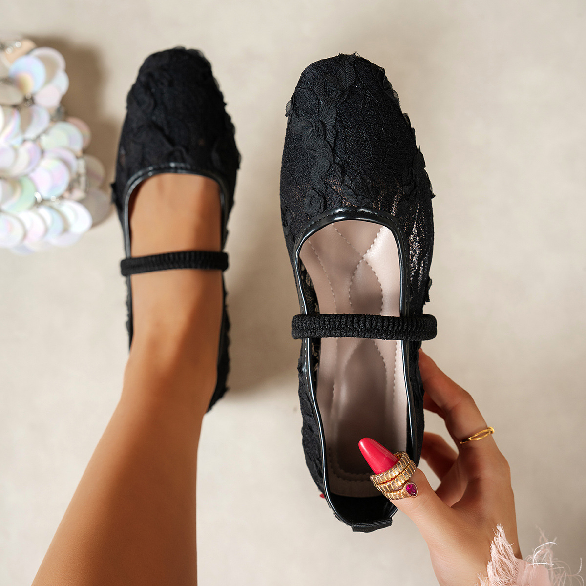 Gentle Wind Mesh Flat Bottom New Bean Shoes Single Shoes Women's New Chinese Fairy Style Retro Soft Bottom