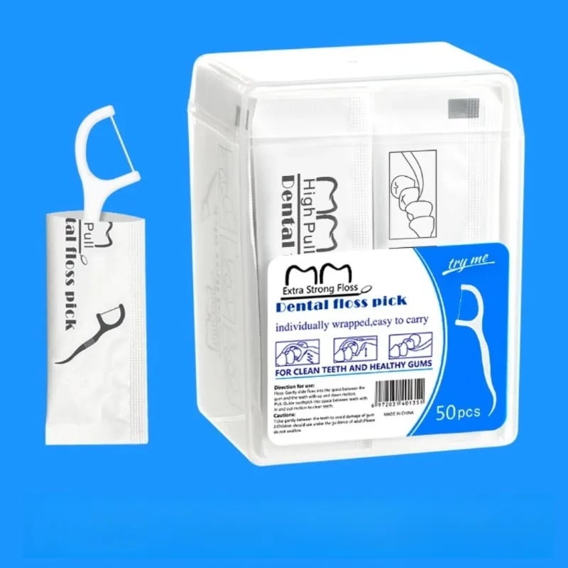 50pcs portable dental floss teeth sticks oral care hygiene toothpick individual package Polyethylene dental flosser with box