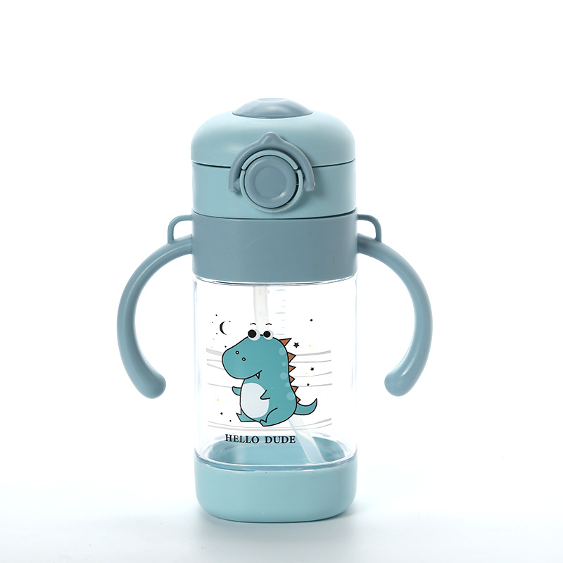 Children's bounce cup with square sling Baby dual-use learning to drink cup with handle baby learning to drink straw cup 360ML