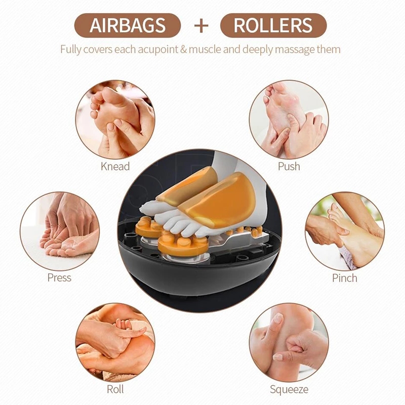Electric Foot Massager Healthcare Deep Vibration Massage Heated Rolling Shiatsu Kneading Air Compression Heating Therapy massage