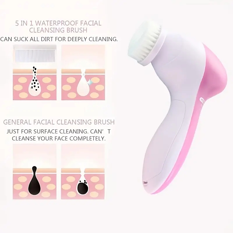 5-in-1 Facial Cleanser Face Washer Facial Massager Electric Rotating Beauty Instrument Pore Cleaner Battery Version Gift For Gir