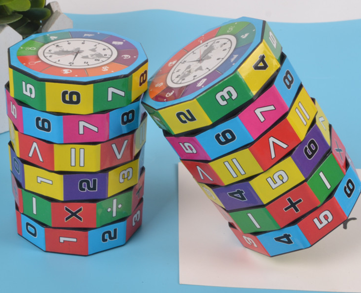 Plastic cylindrical children's educational toys digital magic cube play learning decom