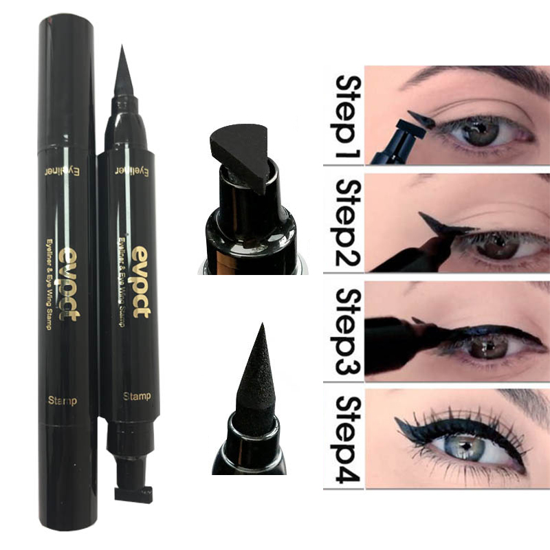 2 In1 Eyeliner Stamp Liquid Eyeliner Pencil Makeup Stamps Seal Pen Stamp Eye liner Pencil Waterproof Quick Dry Eye Makeup Tool