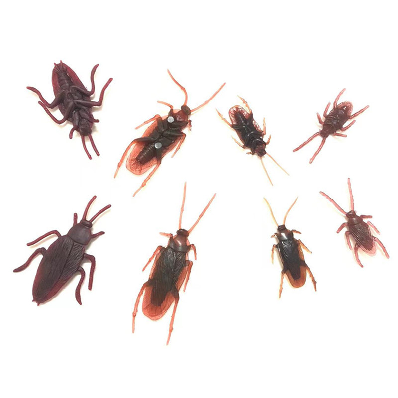8pc simulation cockroach Halloween April Fool's day tricky little toy accessories 5 styles simulation cockroach