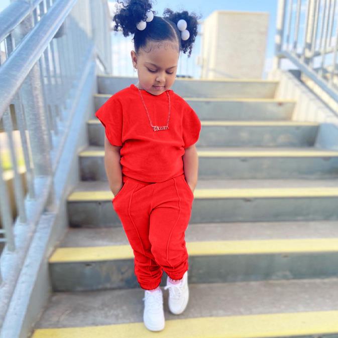 children's wear short sleeved sweater two-piece children's wear girls' suit baby clothes