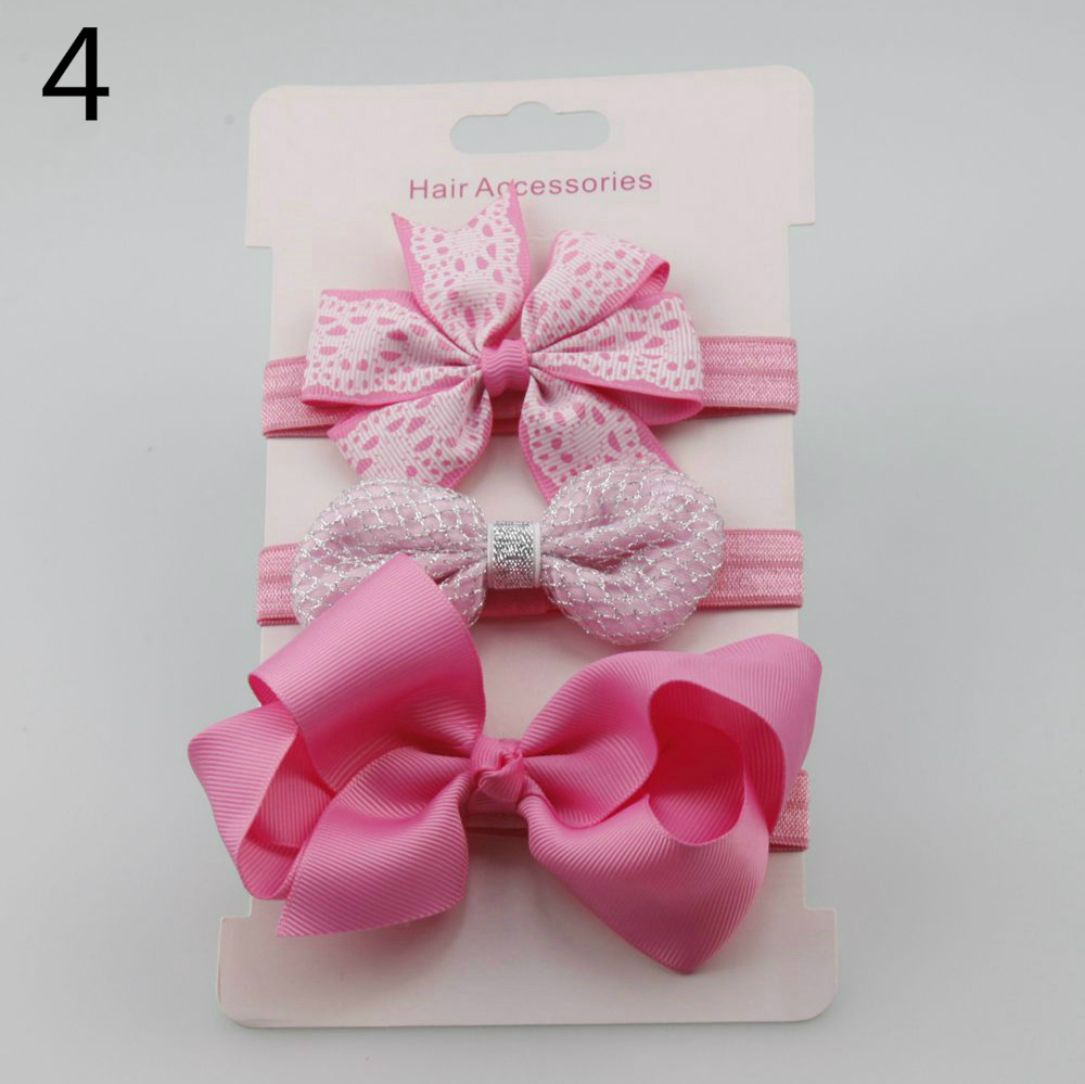Fashion New Bow Head Flower Hair Band Hair Accessories Combination Three-piece
