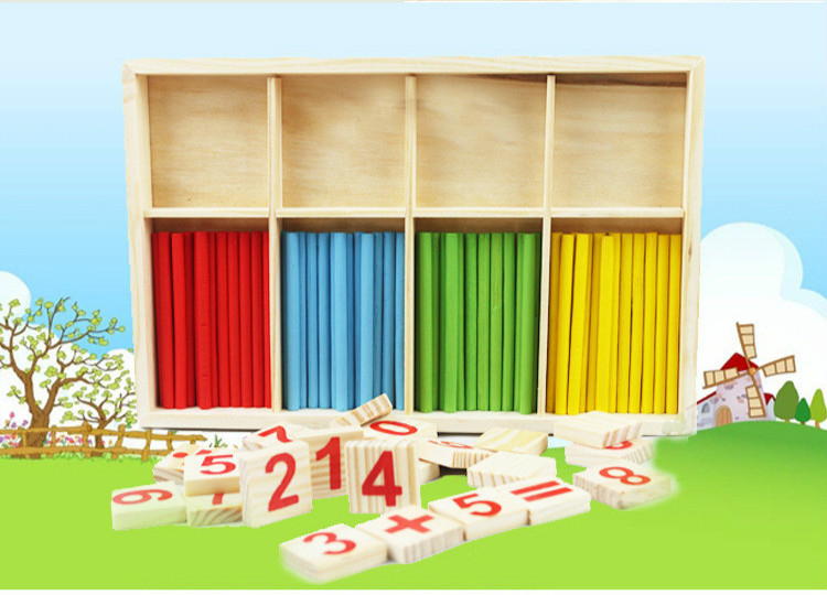 Wooden children counts kindergartens Montessori mathematics teaching aids baby early education digital stick toys