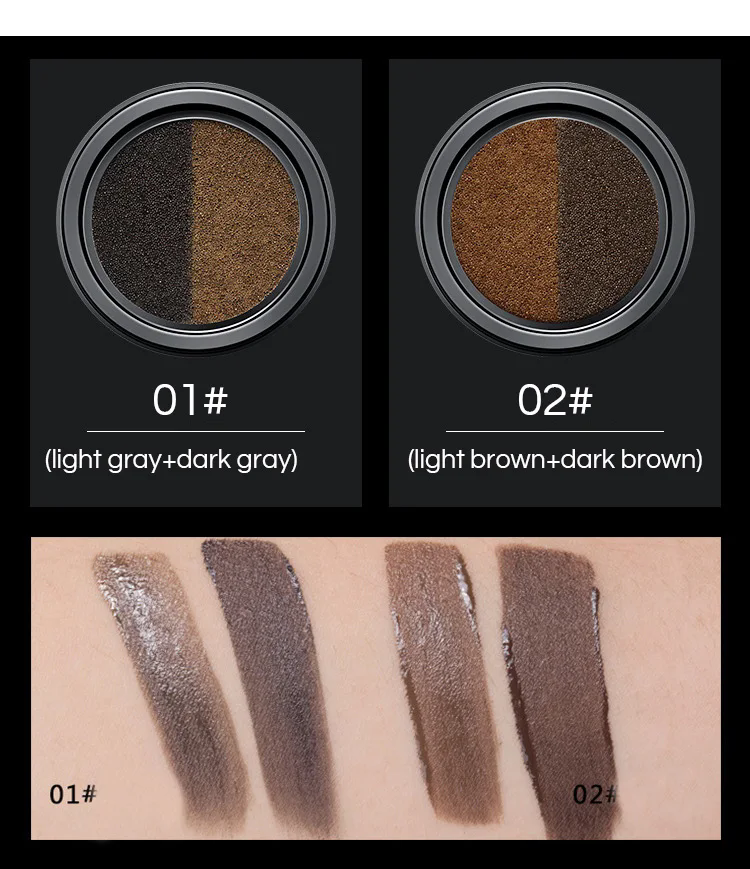1PC Two-color Air Cushion Eyebrow Powder Color Waterproof and Sweat-proof Long-lasting Eye Brow Cream