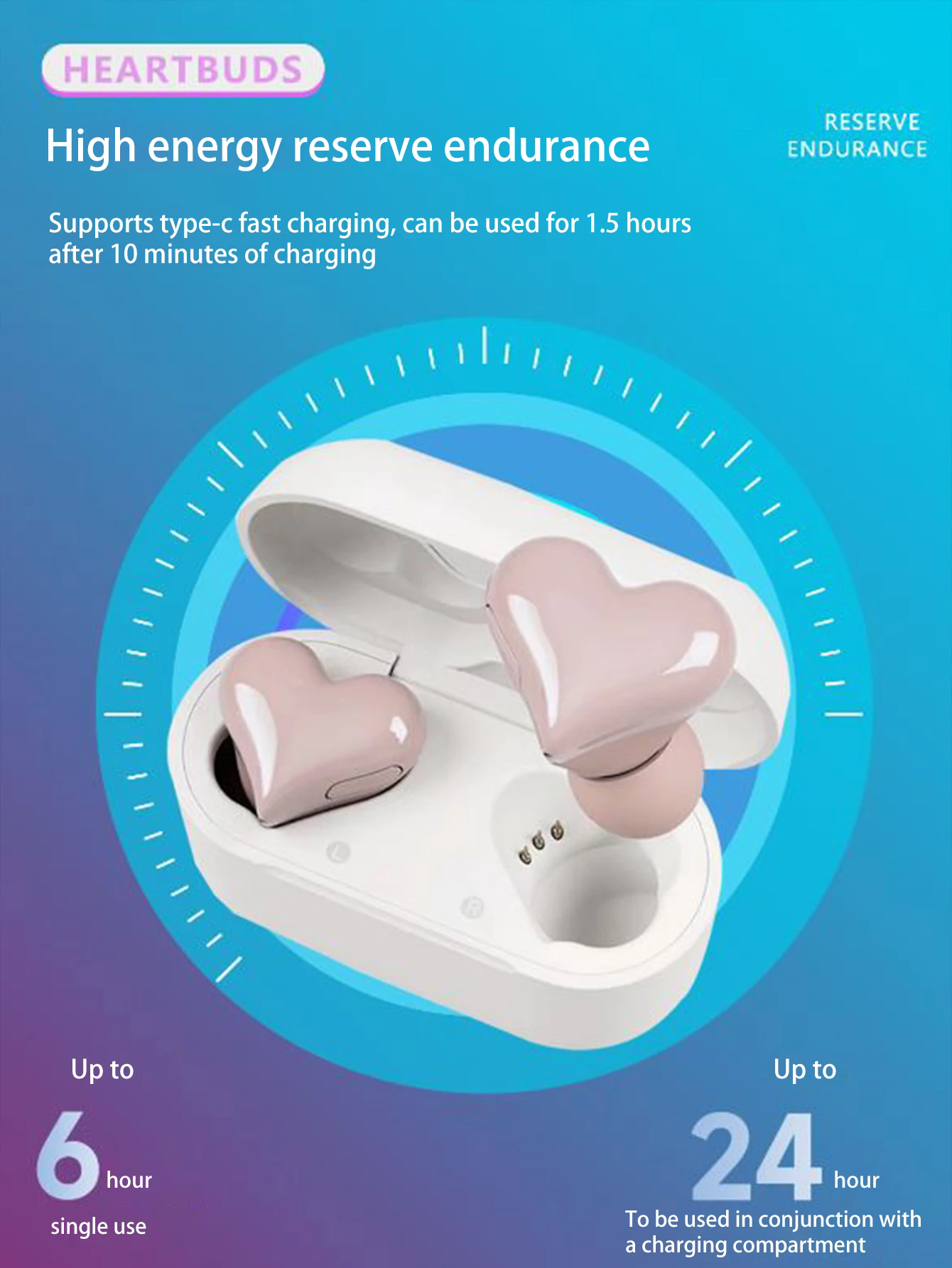 Heartbuds Wireless Earphones TWS Earbuds Bluetooth Headset Heart Buds Women Fashion Pink Gaming Student Headphones Girl Gift