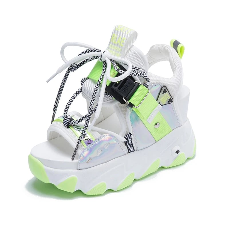 Comemore Platform Gladiator Sandals Lace Up White Sandals Women High Heels Wedges Casual Sports Shoes Woman Spring Summer