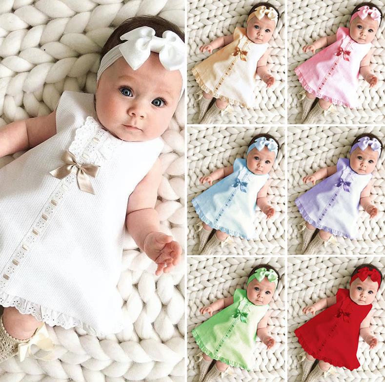 baby summer girls sleeveless bowknot skirt two-piece kids dress