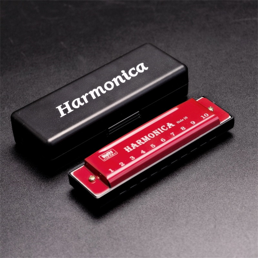 10 Holes Harmonica Mouthpiece Puzzle Musical Instrument Beginner Education Play Gift Copper Core Resin Harmonica
