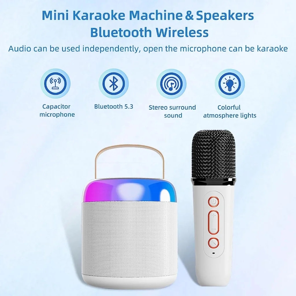 Bluetooth Wireless Portable Speaker Multi-function Karaoke Dual Microphone Music MP3 Player Karaoke Machine for Kids Adults