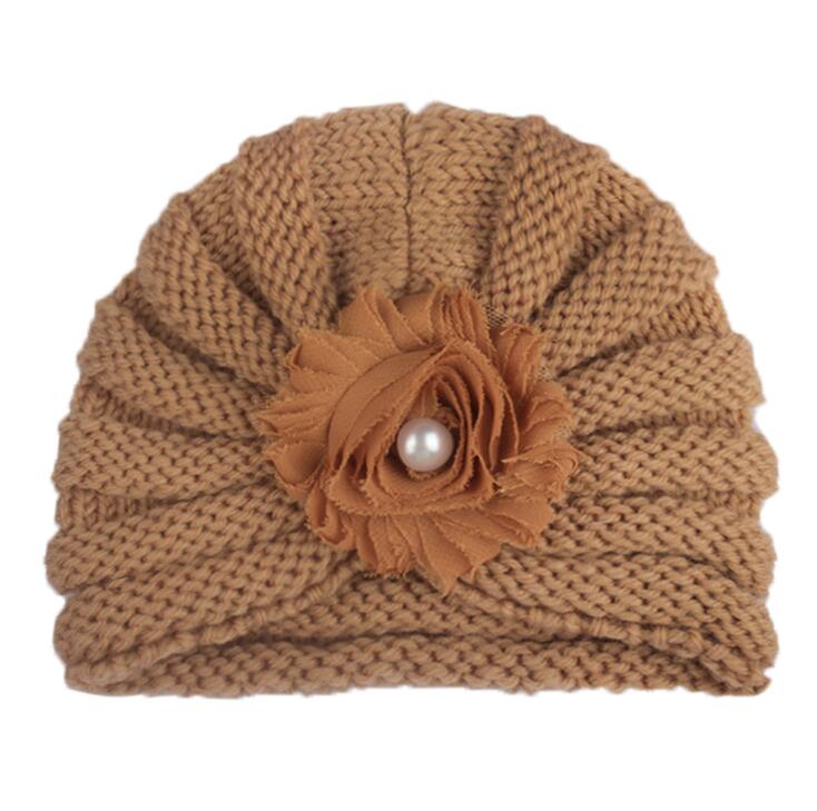 New popular baby hat children's wool CHIFFON FLOWER knitted hat outdoor Baotou hat