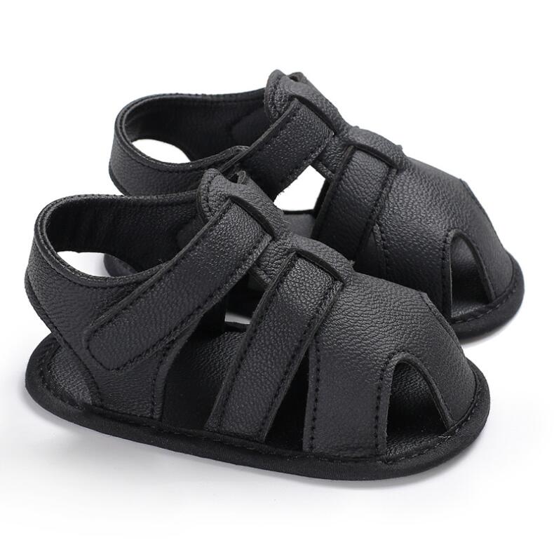 Minimalist Solid-Color Baby Boy Sandals – Soft Leather Upper, Flexible Sole & Wide Toe Box for Natural Foot Development