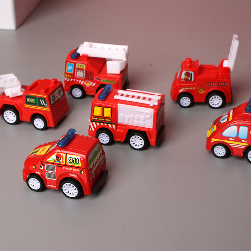 6pcs Car Model Toy Pull Back Car Toys Mobile Vehicle Fire Truck Taxi Model Kid Mini Cars Boy Toys Gift &