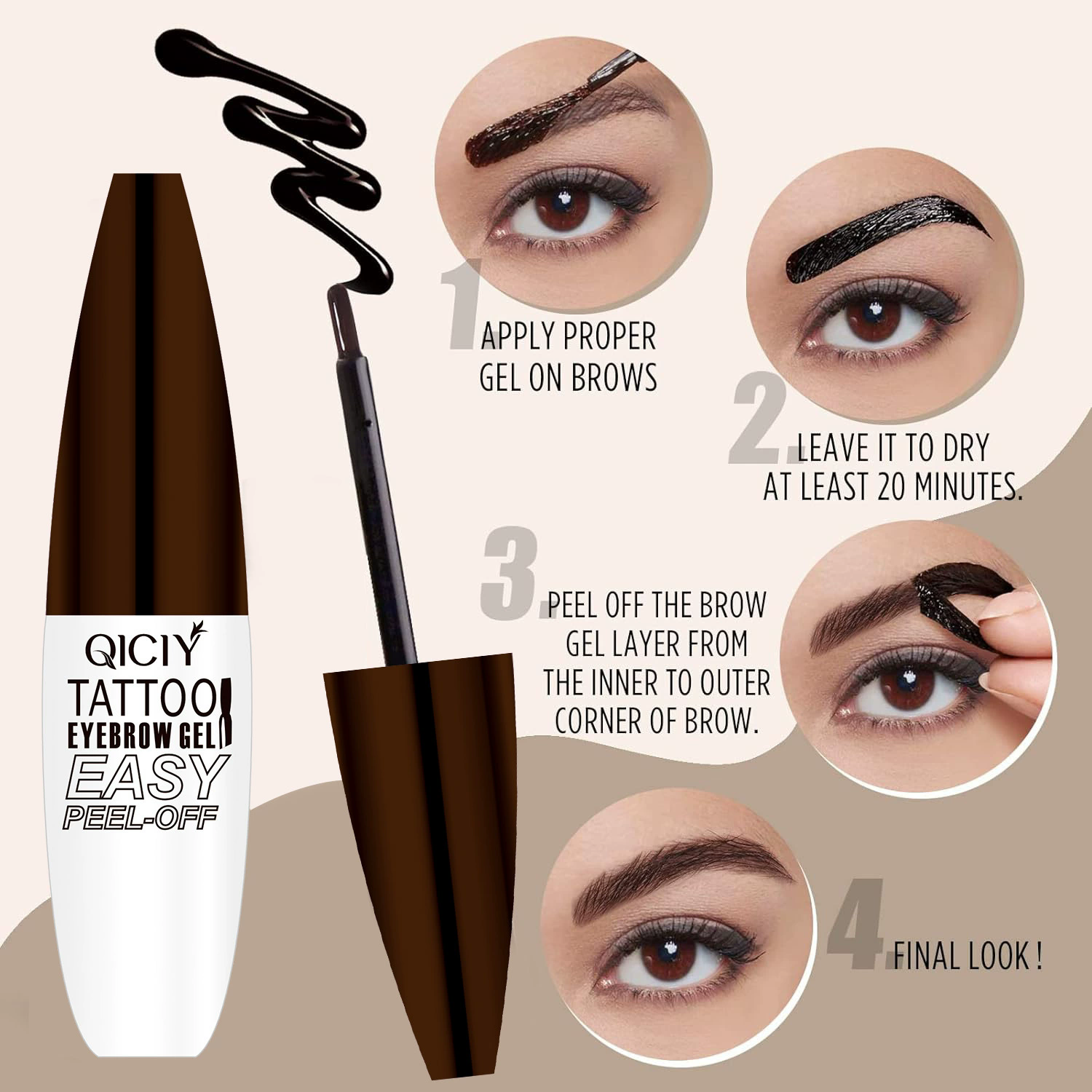 Lasting 3 Days Tattoo Easy Peel Off Eyebrow Gel Cream Types Long-Lasting Smudge-Proof Sweat Resistant Waterproof Cosmetics B2-10