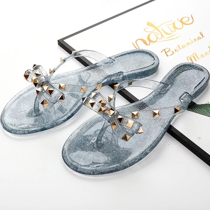 new rivet bow sandals and slippers summer crystal shoes outdoor flip flops