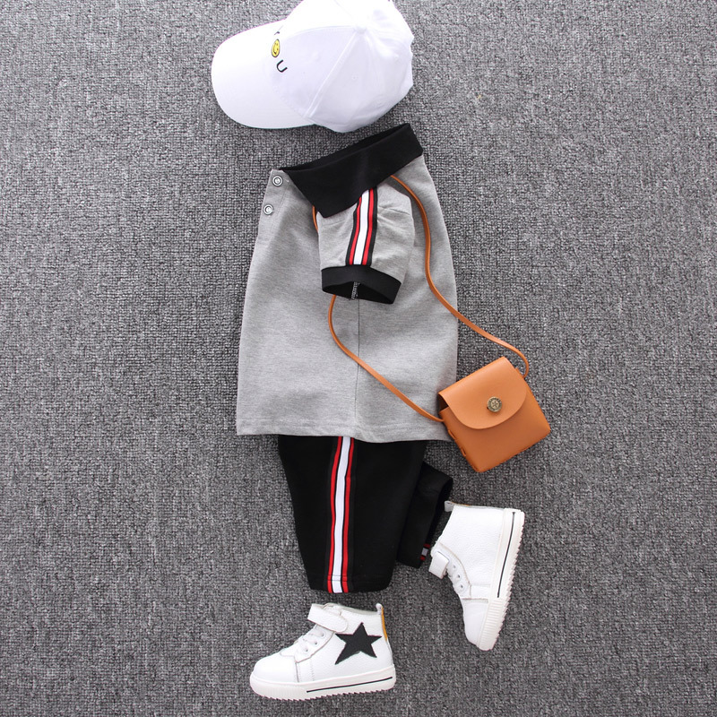 Baby boy summer suit new baby children's clothing boy summer short sleeve two-piece suit tide