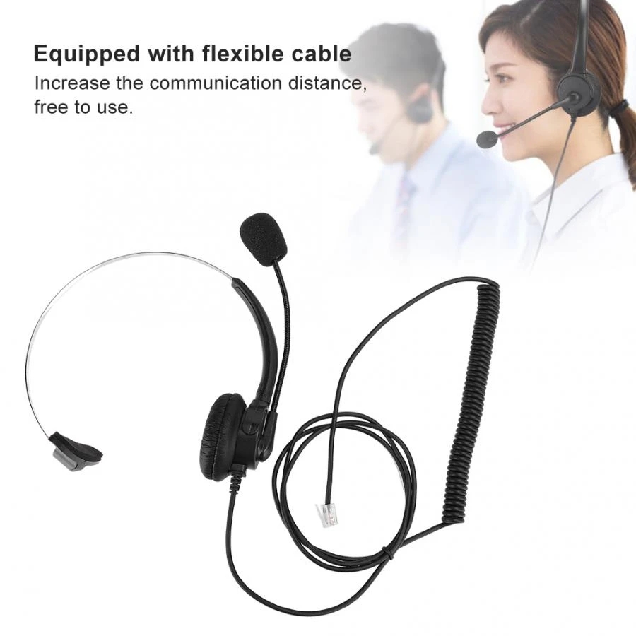 Phone Headset Crystal Head Call Center Headset, Noise Cancelling Microphone with Double 3.5mm Plug / USB Connector for Computer