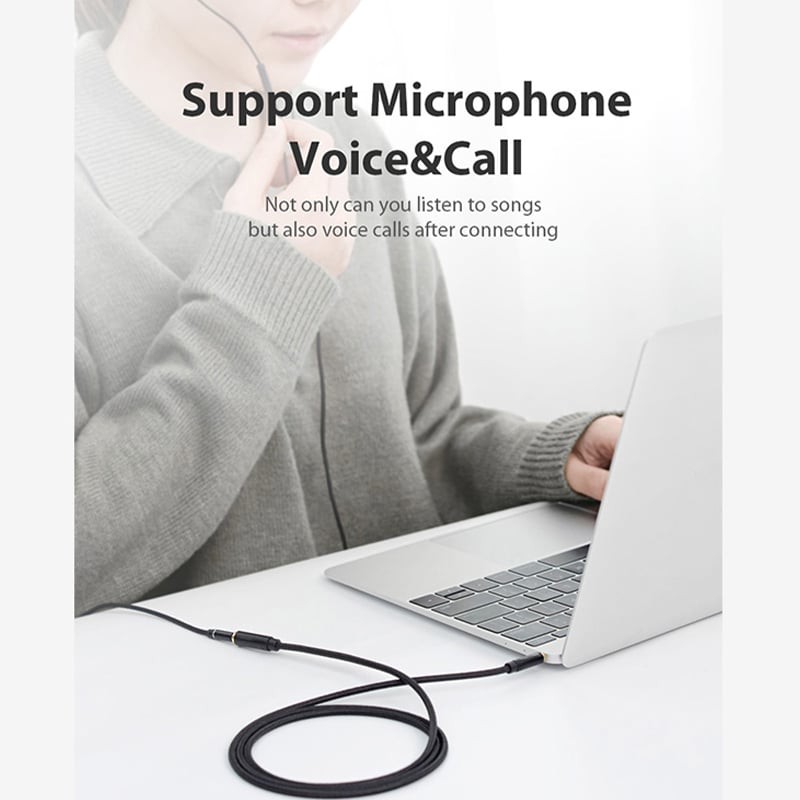 3.5mm Male to Female Extension Cable with Microphone Stereo Audio Adapter Compatible for iPhone iPad Smartphones Tablet