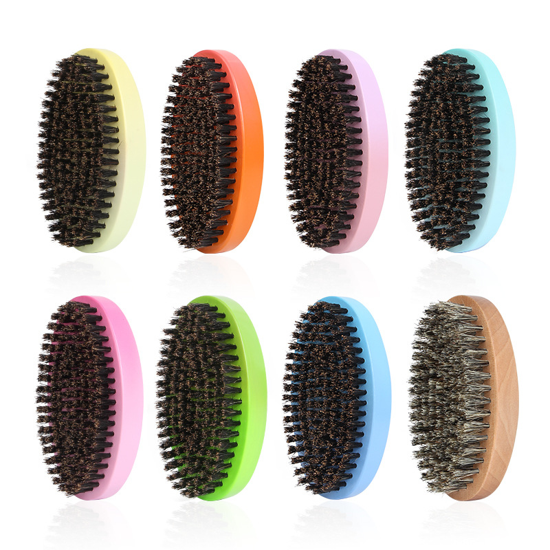 New Man Boar Bristle 360 Wave Wood Beard Brush Face Massage Facial Hair Cleaning Brush For Men's Mustache Shaving Brush