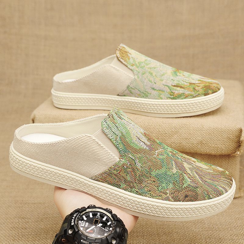 Men's Canvas Slippers Summer New Outdoor Anti-slip Soft-sole Fashion Male Casual Slippers Half Slippers