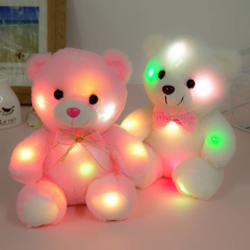 20cm Lovely Soft LED Colorful Glowing Teddy Bear Stuffed Plush Toy Gifts For Birthday