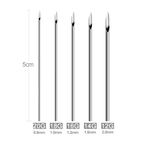 100pcs Piercing Needle 12G 14G 16G 18G 20G Mixed Surgical Steel Sterile Disposable