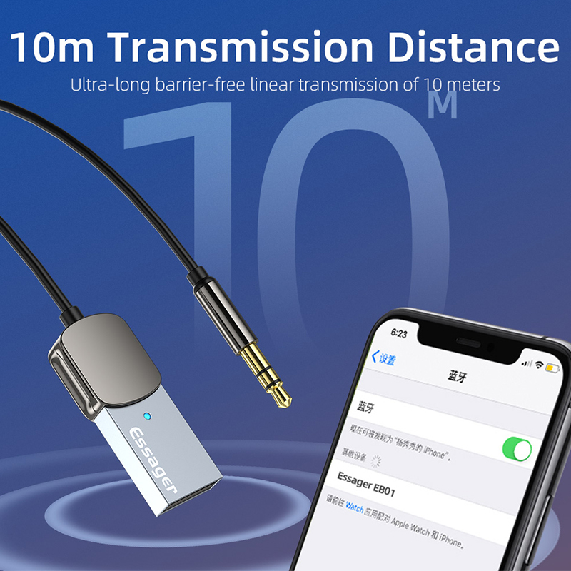Bluetooth Aux Adapter Dongle USB To 3.5mm Jack Car Audio Aux Bluetooth 5.0 Handsfree Kit For Car Receiver BT transmitter