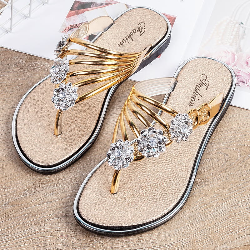 Ladies' flip flops fashionable flat bottomed flip flops casual beach sandals beach sandals