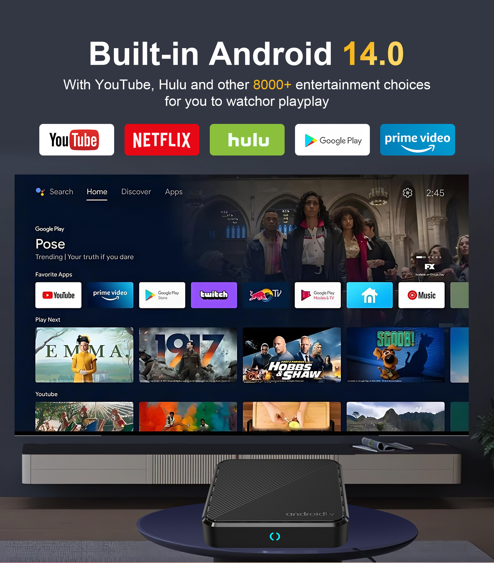 New Mortal H728 TV Box Dual band WiFi 1000M Network Bluetooth Voice Remote Control TV Box