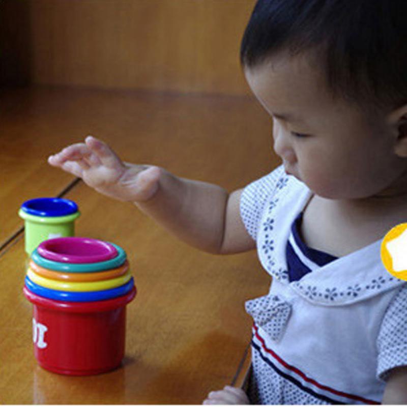 Christmas Gift 9Pcs/set Excellent Baby Children Kids Educational Toy New building Puzzles Figures Letters Folding Cup Pagoda
