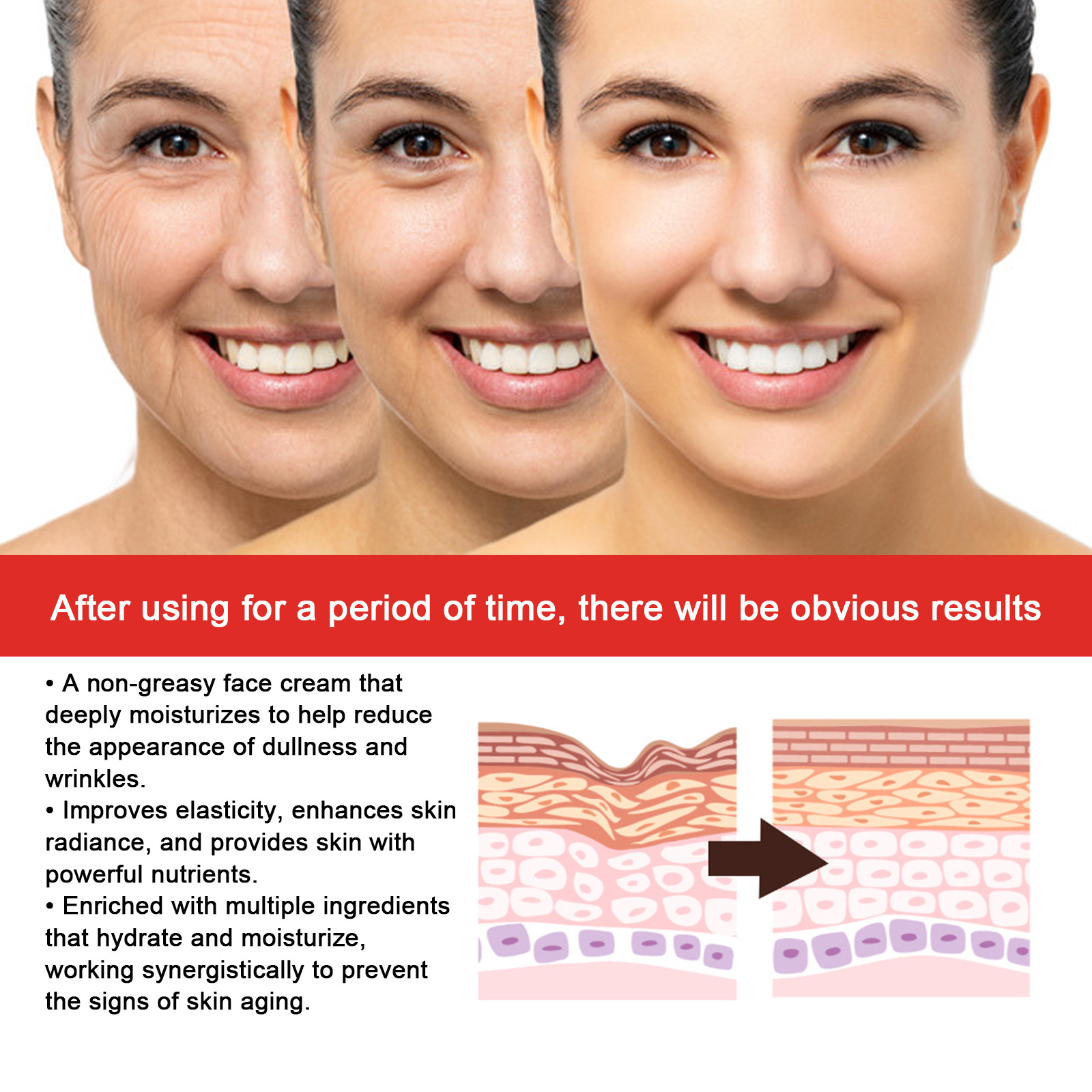 Instant Wrinkle Remover Face Cream Anti Aging Firming Lifting Fade Fine Lines Whitening Moisturizing Brighten Tighten Skin Care