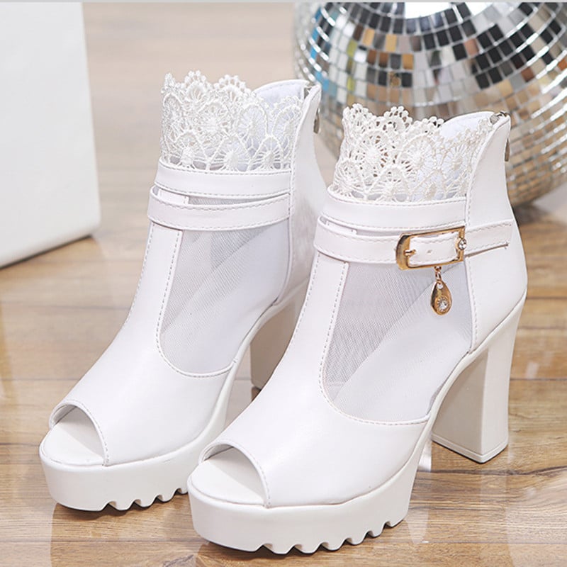 new high heel sexy square heel sandals women high heels party ladies shoes fish mouth toe high heel pumps