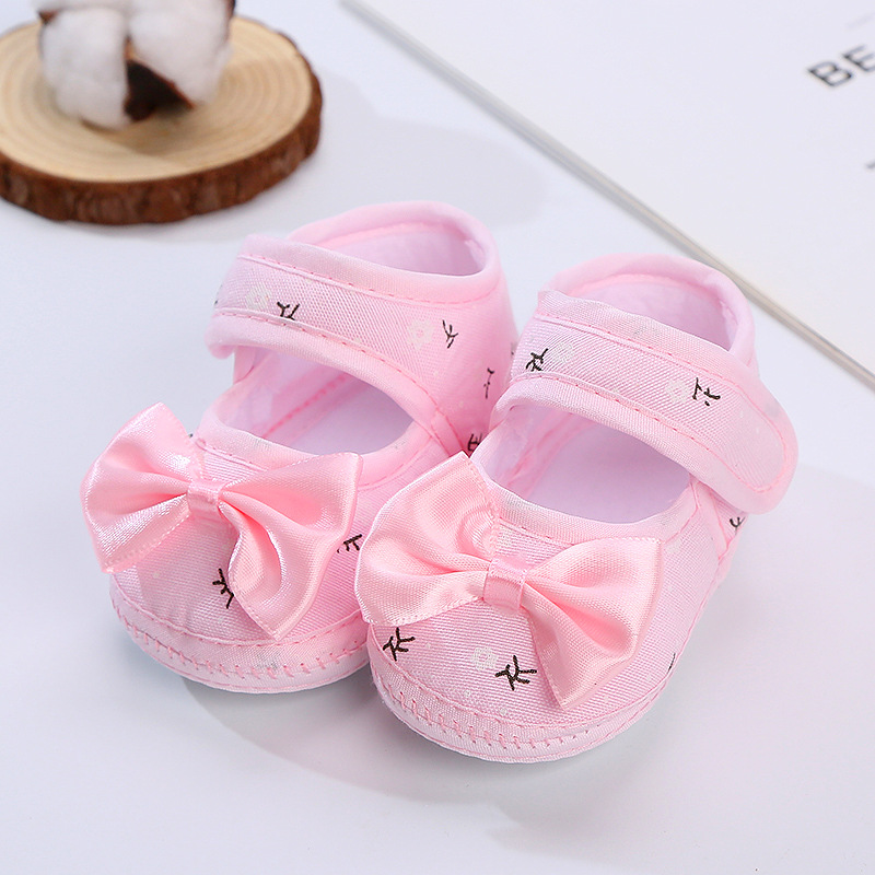 New 0-12months Toddler Shoes Anti-slip Cute Bow Soft Bottom Shoes Comfortable Breathable Princess Shoes Infant Toddler