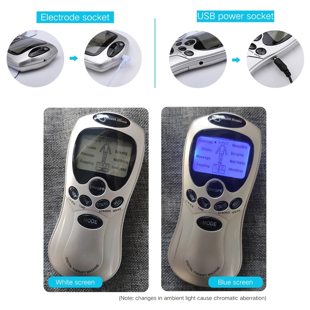 Electric TENS Unit Digital Therapy Machine Electrodes Massage Device EMS Muscle Stimulator Massager for Full Body Health care